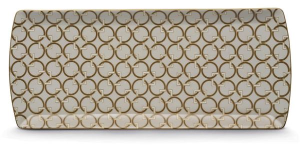 طبق تقديم 35×15 سم من Easy Life Deco – ذهبي وأبيض فاخر