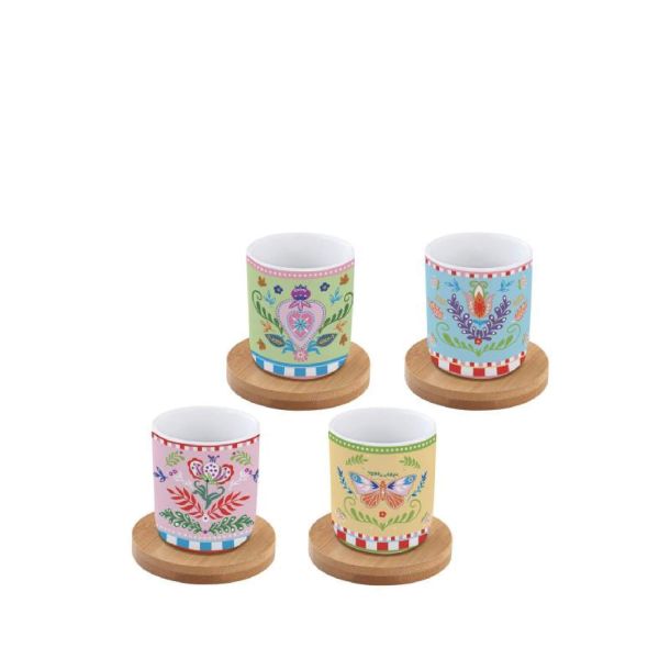 Easy Life Spring Folk Coffee Cups Set of 8 110ml with Box - Multicolor