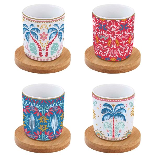Easy Life Tropical Groovy Coffee Cups Set 8pcs 110ml - Multicolor