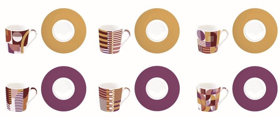 طقم فناجين قهوة 12 قطعة 100 مل من Easy Life Geometric Art