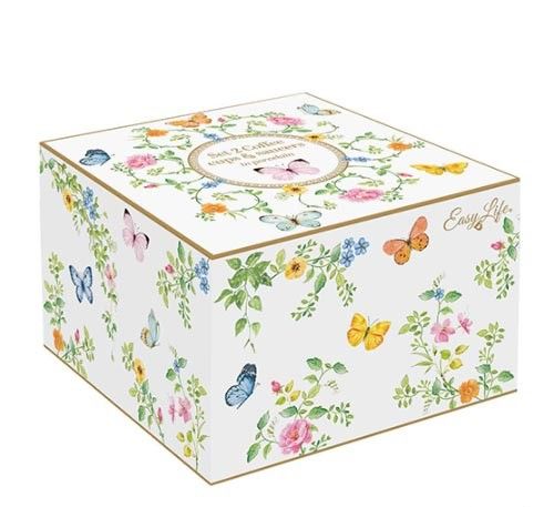 Easy Life Dancing Butterflies 4 Coffee Cups 120ml Set with Box