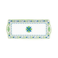 Easy Life Flowers Garden 35×15cm Serving Plate with Box - Blue & Green