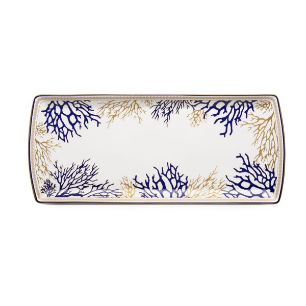 Easy Life Corallo Serving Plate 35×15cm – Blue & Gold