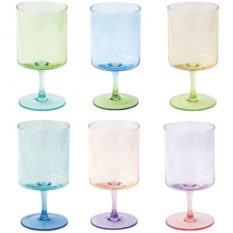 طقم كاسات زجاج 6 قطع 360 مل Easy Life Rainbow - ألوان متعددة