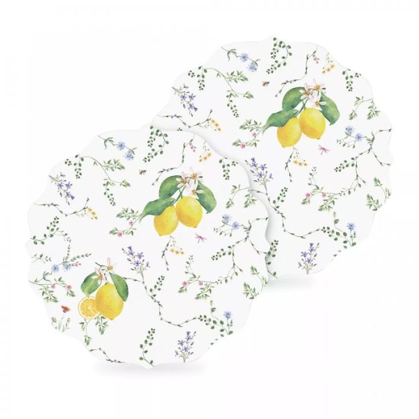 طقم مفارش صحون قطعتين 34.5 سم Easy Life Fleurs et Citrons