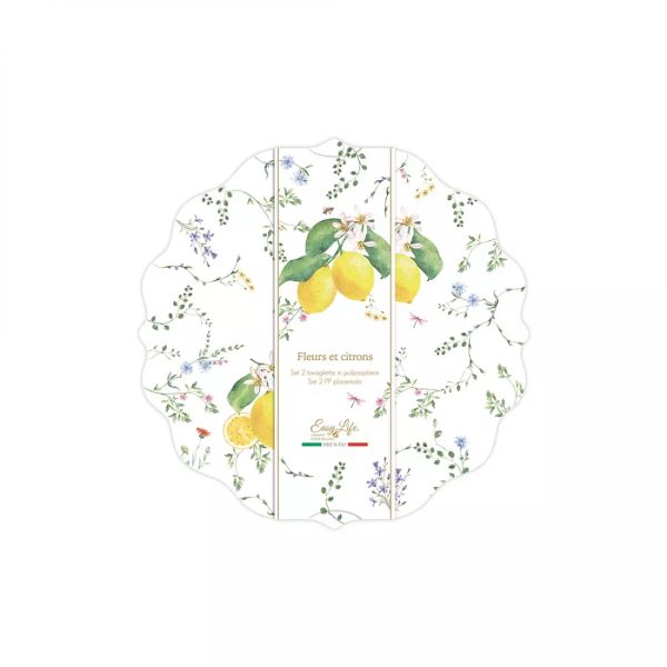 طقم مفارش صحون قطعتين 34.5 سم Easy Life Fleurs et Citrons