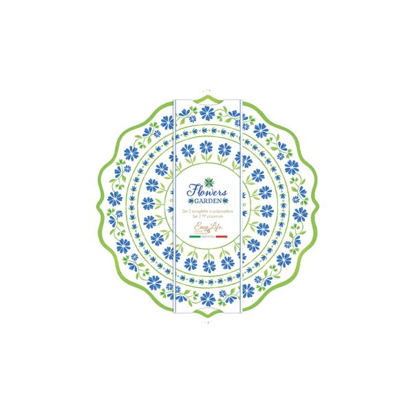 طقم مفارش صحون قطعتين 34.5 سم من Easy Life Flowers Garden