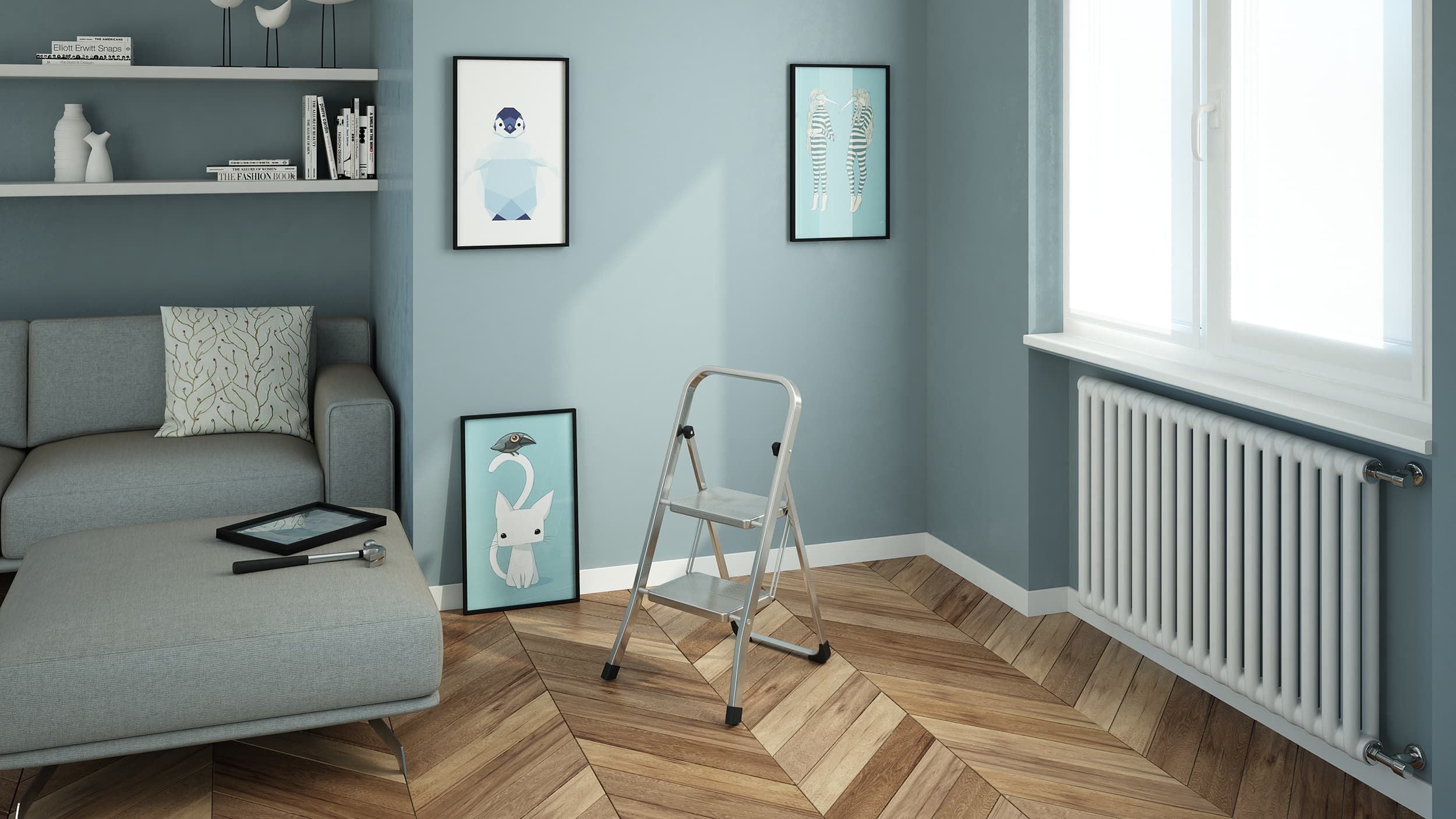 سلم بدرجتين Colombo Stabil - فضي | آمن ومتين