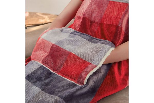 Imetec Adapto Electric Sofa Blanket 150×110 cm w/Pockets - Grey/Red