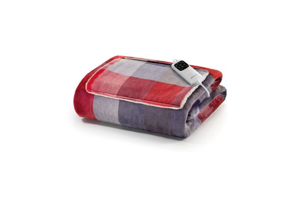 بطانية صوفا كهرباء Imetec Adapto 150×110 سم بجيوب - رمادي/أحمر