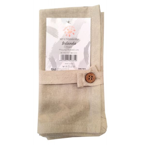 طقم مناديل طعام 2 قطعة من Desideri Di Casa Irlanda - بيج