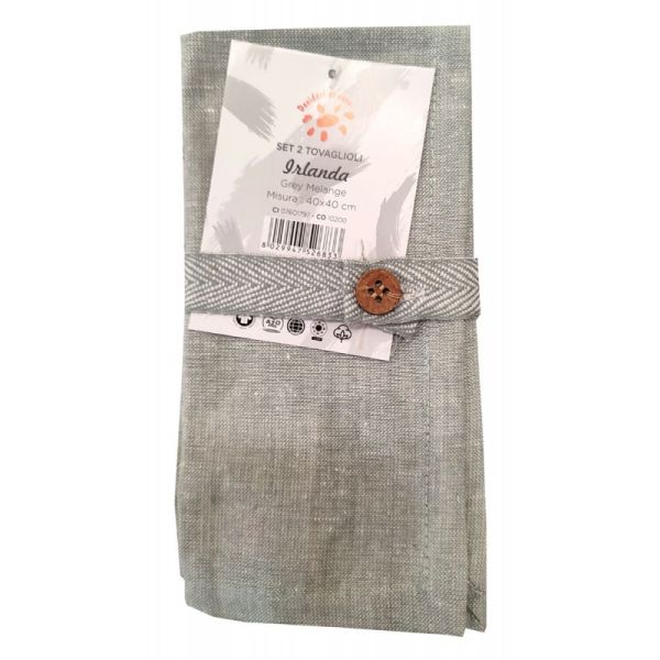 طقم مناديل طعام 2 قطعة من Desideri Di Casa Irlanda - رمادي