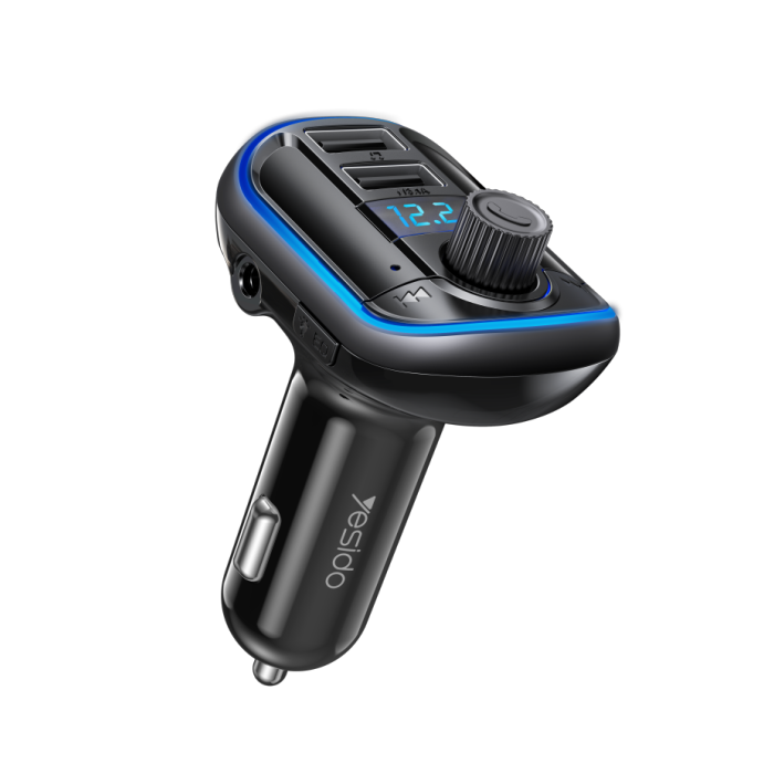 شاحن سيارة ذكي Y44 مع مشغل MP3 ومنفذي USB مزدوجين