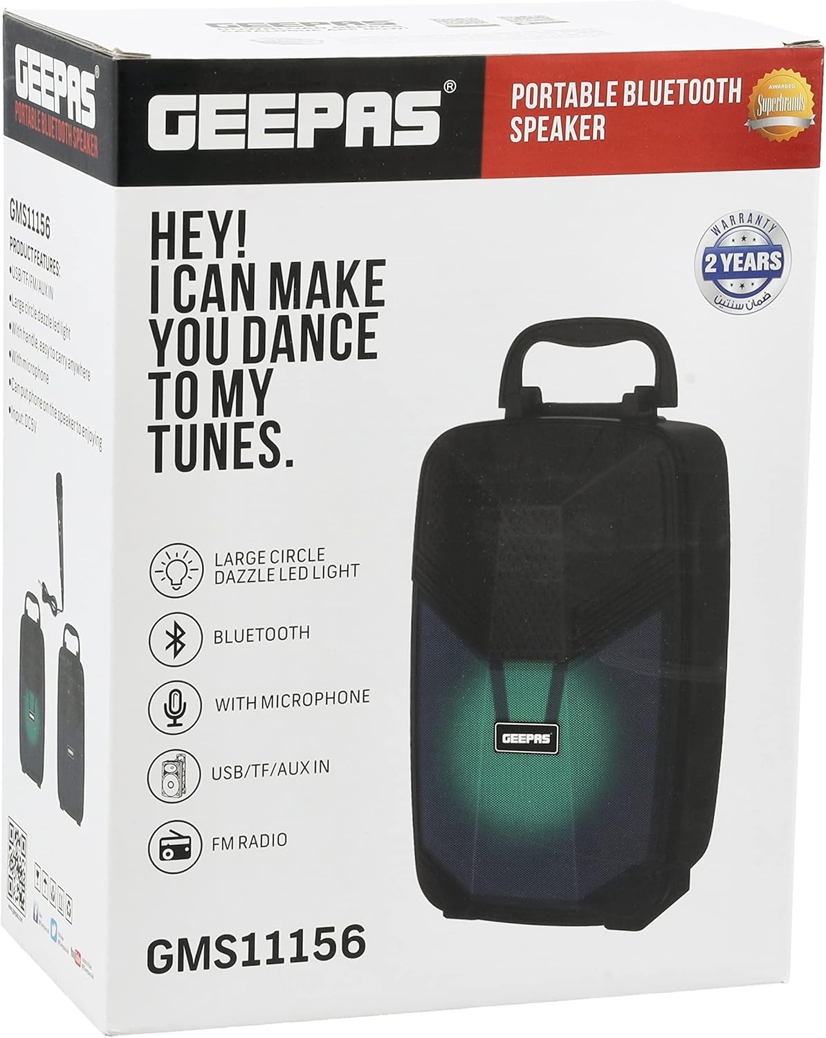 سماعة بلوتوث محمولة Geepas GMS11156 مع مايكروفون
