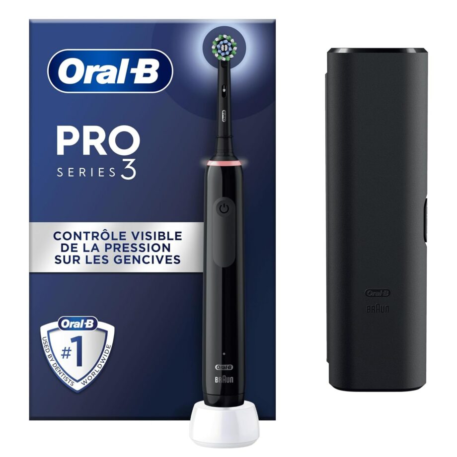 فرشاة أسنان أورال-بي برو سيريز 3 الكهربائية مع 3 أوضاع وحافظة - أسود