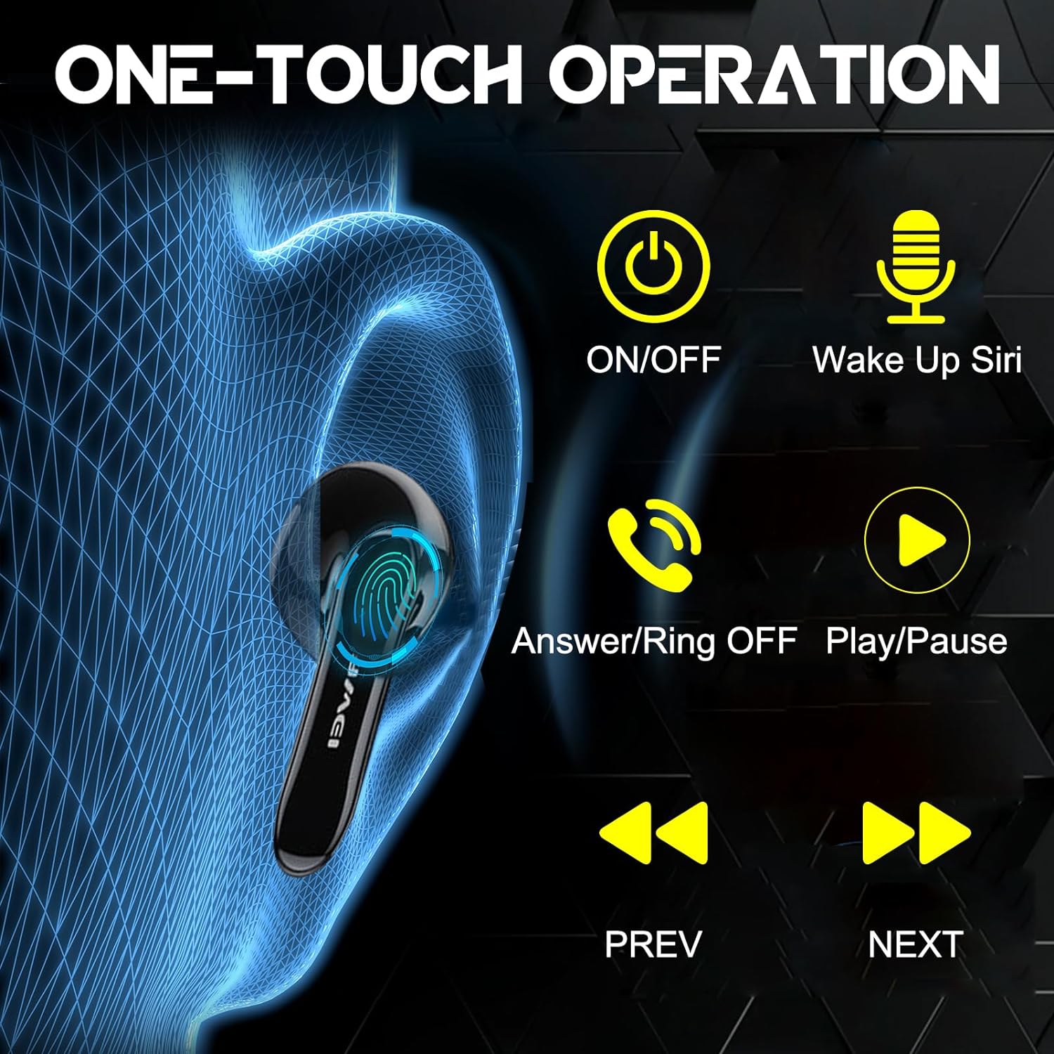 سماعات أذن AWEI للألعاب مع ميكروفون / سماعات رأس لاسلكية عالية الحساسية بتقنية البلوتوث مع الألعاب/الموسيقى - أسود