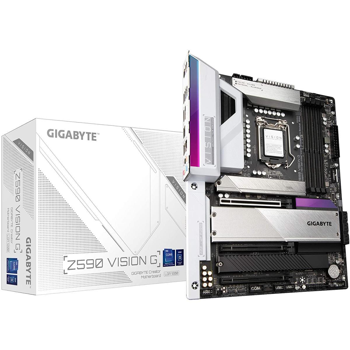 اللوحة الأم GIGABYTE Z590 Vision G LGA 1200/ATX/3x M.2/PCIe 4.0/USB 3.2 Gen2X2 Type-C/2.5GbE LAN