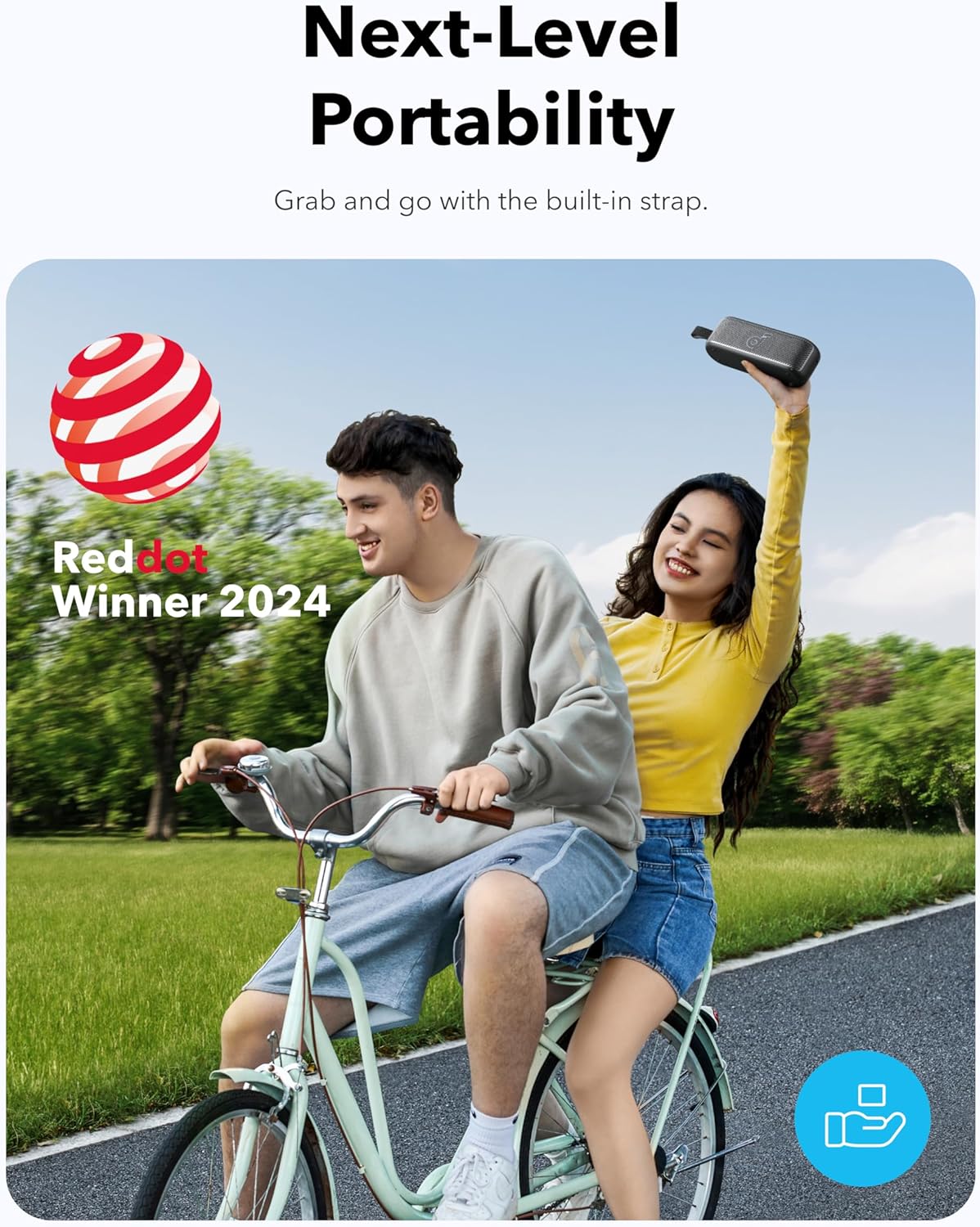 مكبر صوت أنكر ساوندكور قوي ومقاوم للماء - أسود & أزرق