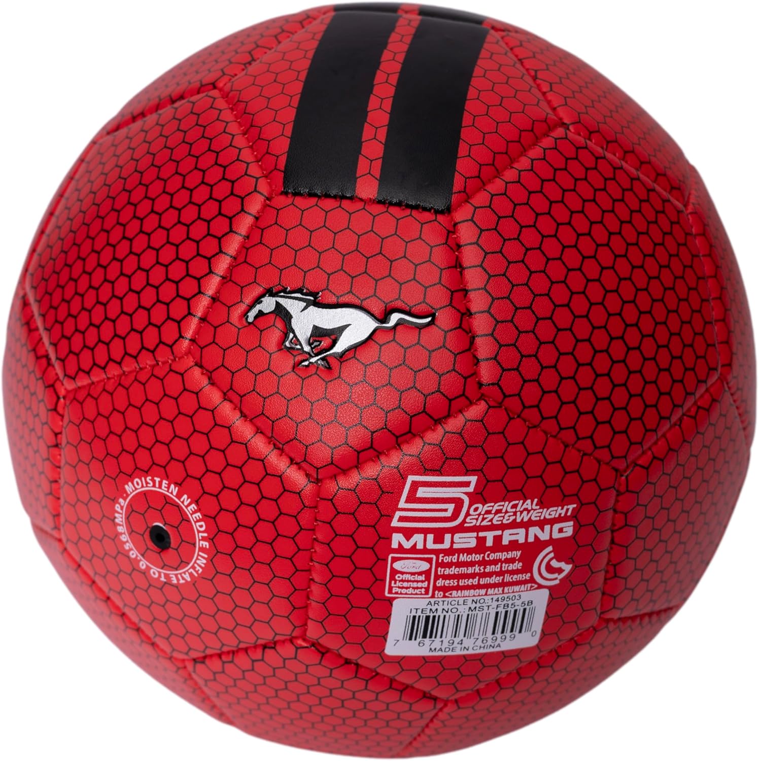 Mustang Football Red with Black Line - Professional Training Soccer Ball