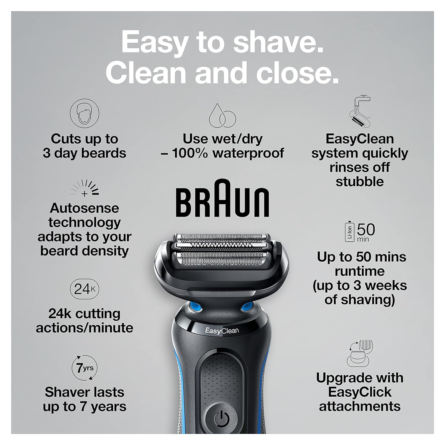 Braun Series 5: Rechargeable Wet & Dry Men's Electric Shaver with Precision Trimmer - BLACK