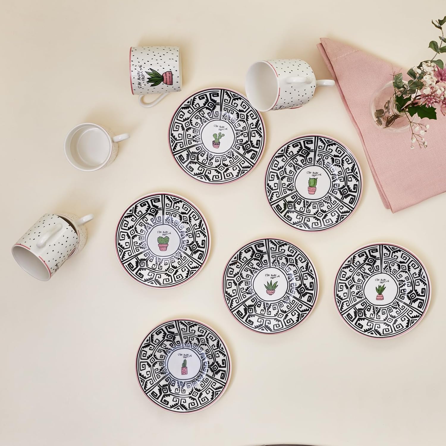 Karaca Cactus 6 Coffee Cups Set 80ml Modern Design