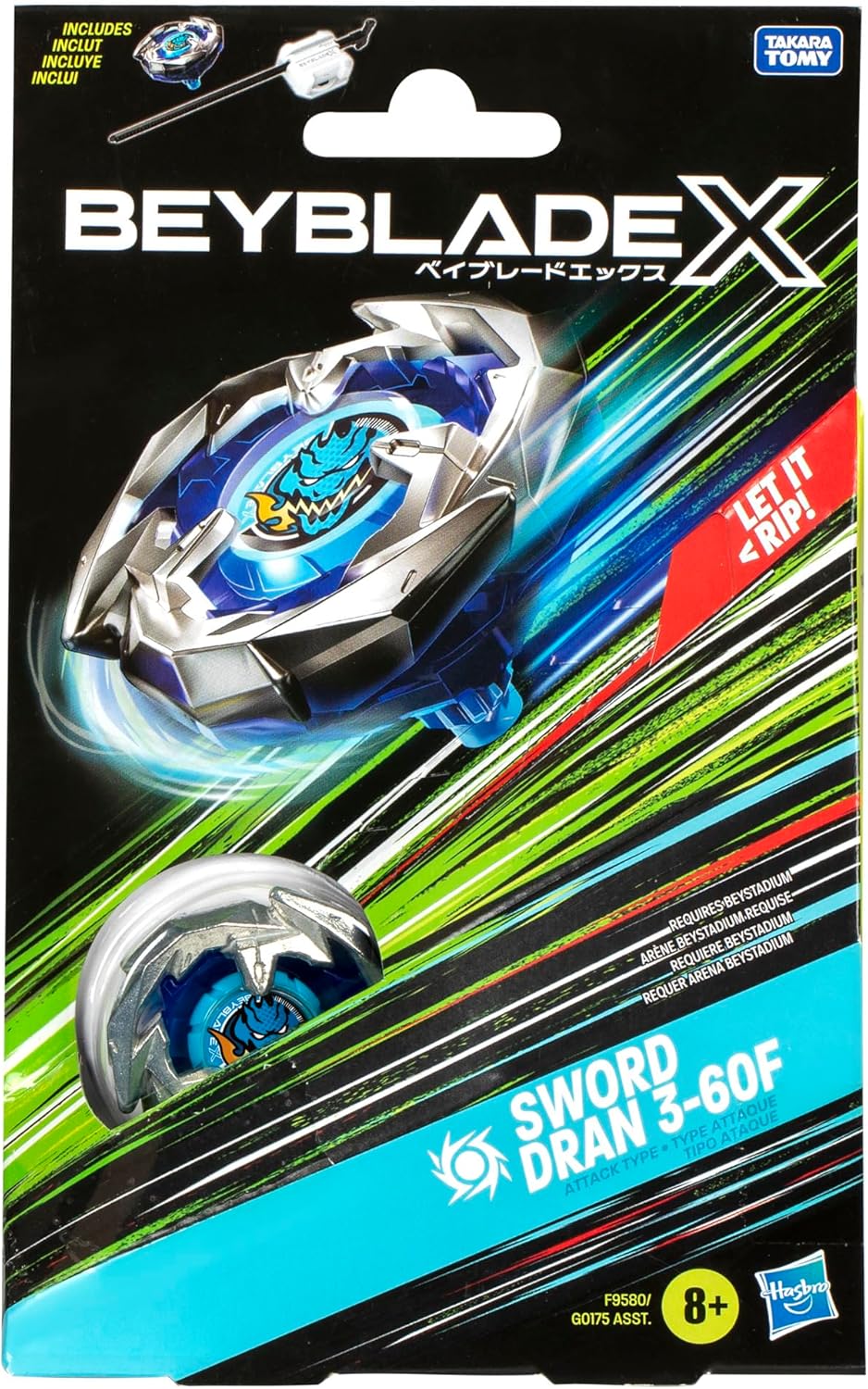 مجموعة Beyblade X – Sword Dran 3-60F سبينر هجومي ومطلق
