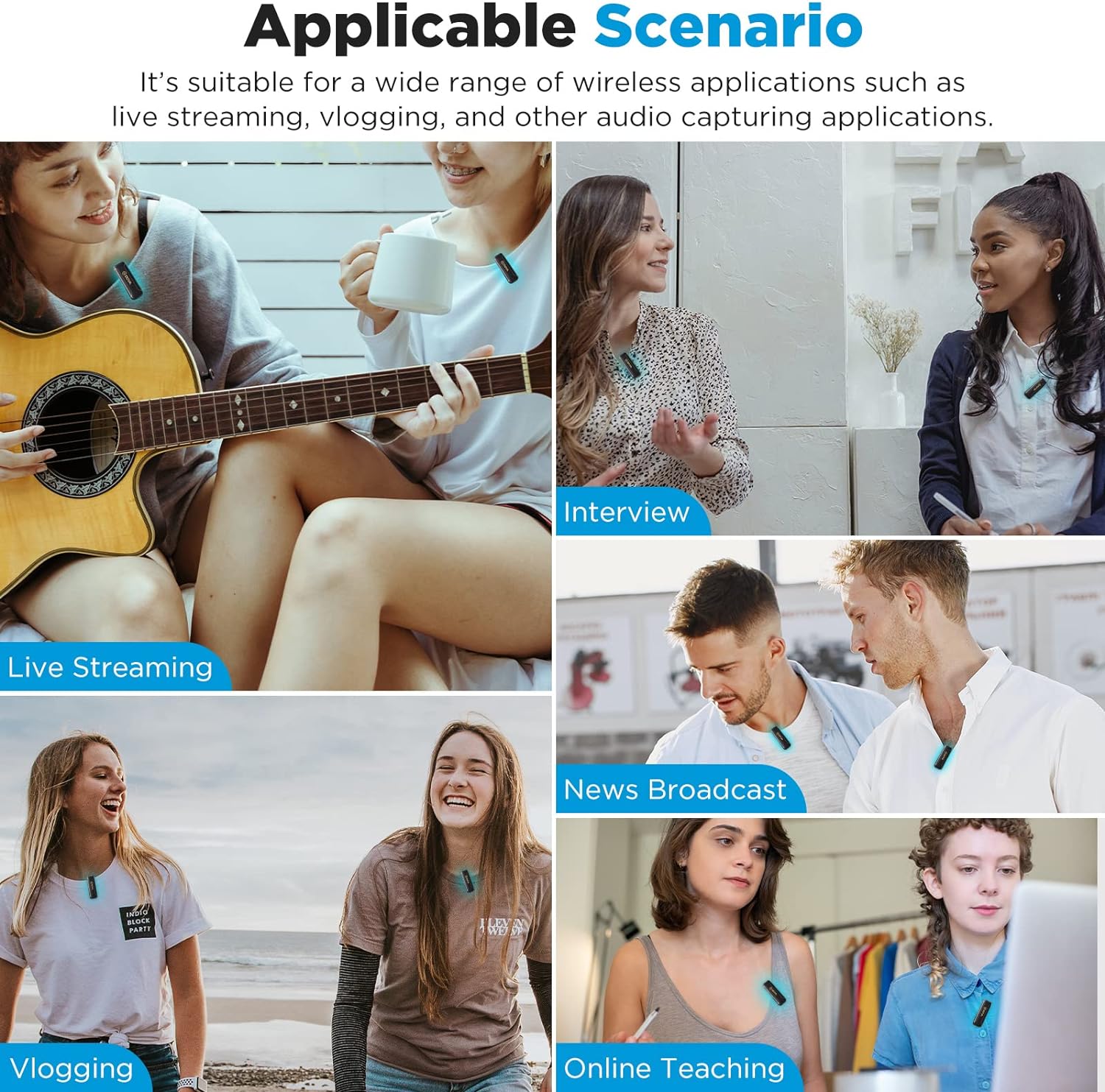 بويا ميكروفون لافالير لاسلكي لايفون مع خاصية الغاء الضوضاء للتوصيل والتشغيل