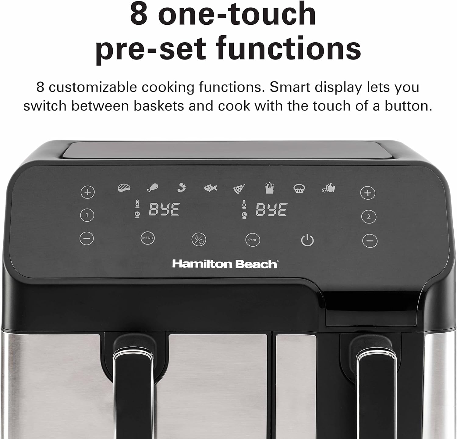 Hamilton Beach Dual Size 8.5L Digital Air Fryer / 5.3L and 3.2L capacity baskets-independently controlled / 1700watts