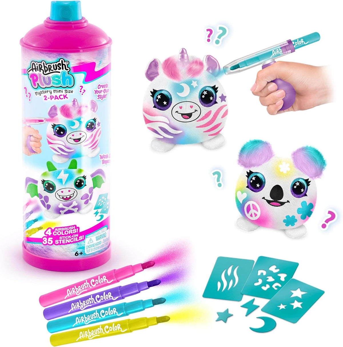 مجموعة Canal Toys – Airbrush Plush Mini 2 لتزيين الدمى