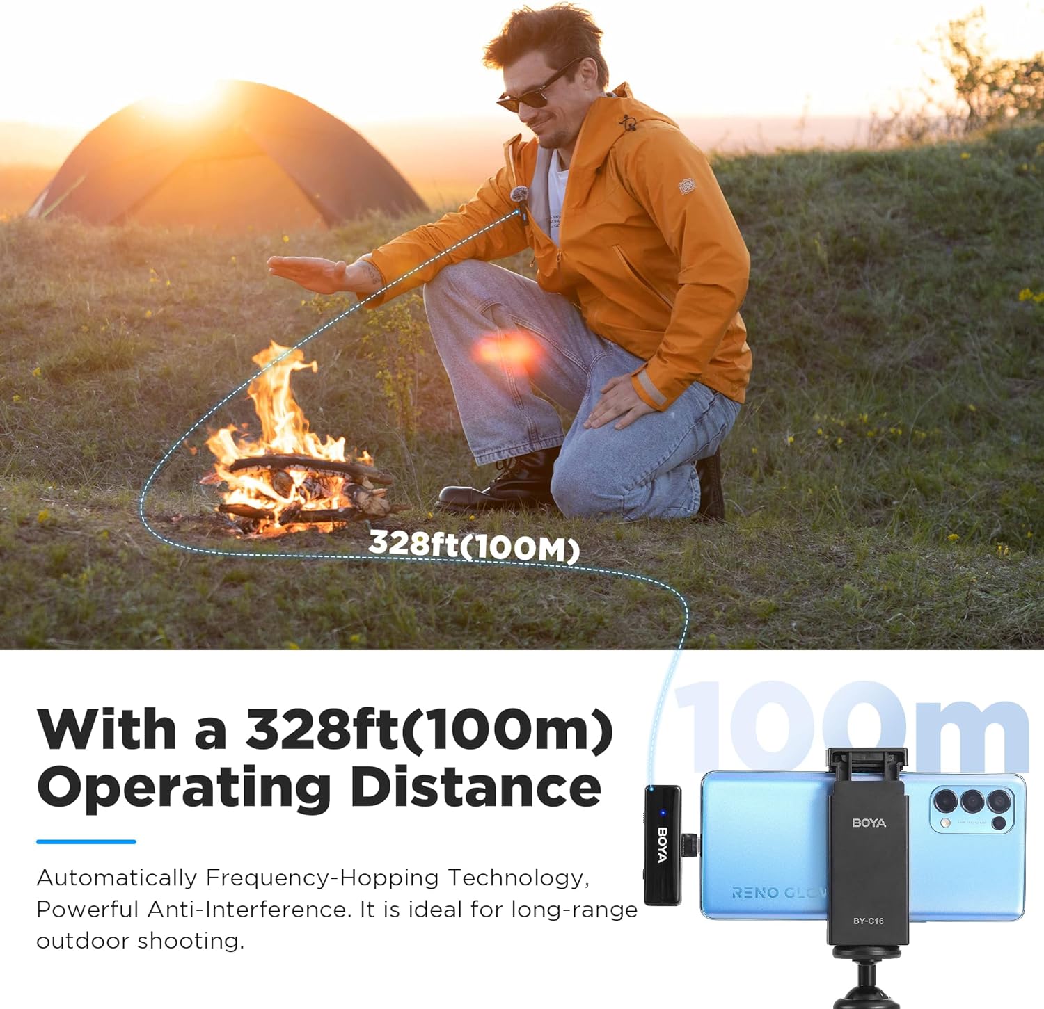 ميكروفون لاسلكي 2.4 جيجا هرتز ثنائي القناة نظام ميكروفون للهواتف الذكية من بويا