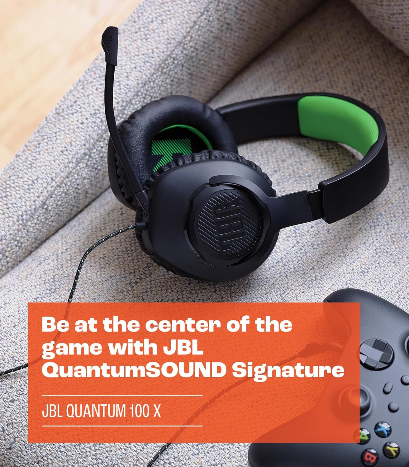 JBL Quantum 100X Wired over-ear gaming headset with a detachable mic