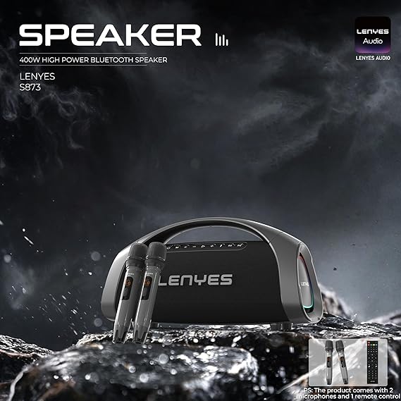 Lenyes S873 400W Party Bluetooth Speaker – Dual Wireless Mics