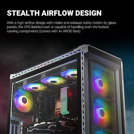 هيكل كمبيوتر XPG BATTLECRUISER Super Mid- Tower - أبيض