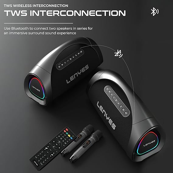 Lenyes S873 400W Party Bluetooth Speaker – Dual Wireless Mics