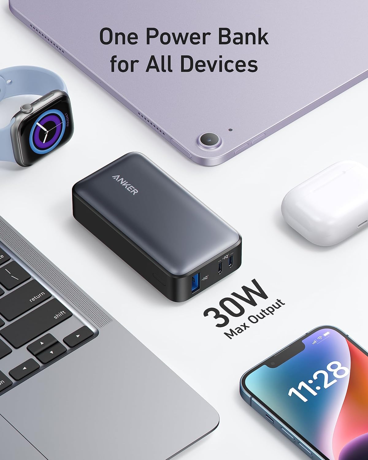 Anker 533 PowerCore 30W Portable Charger - White