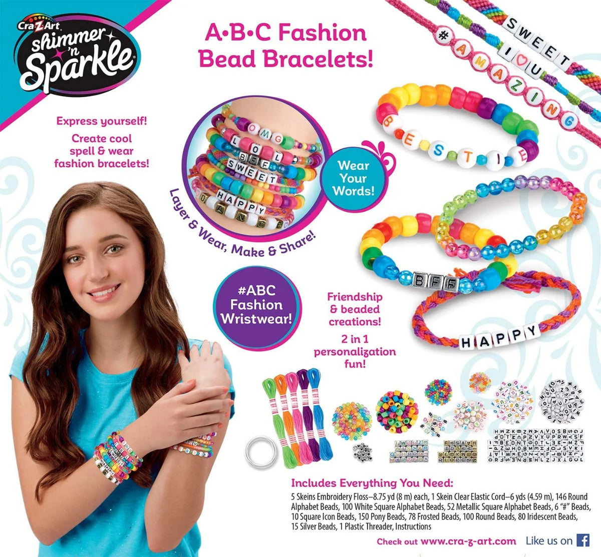 Shimmer n Sparkle ABC Fashion Bead Bracelet Kit – 800+ Beads by Cra-Z-Art (17883)