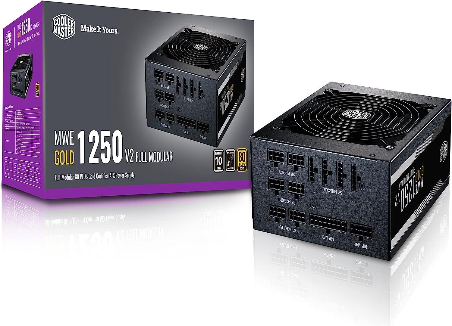 Cooler Master MWE Gold 1250 V2، 1250 واط، معياري بالكامل، معتمد من 80+ Gold