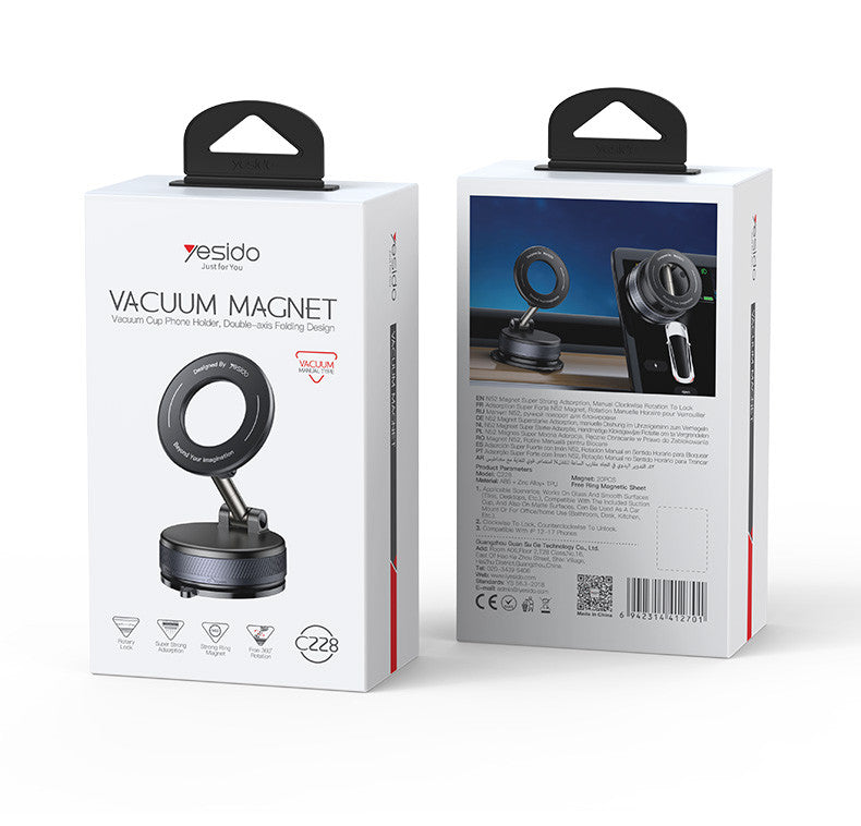Yesido C228 360 Rotation Foldable Clamp Arm Magnetic Vacuum Suction Cup Car Phone Holder