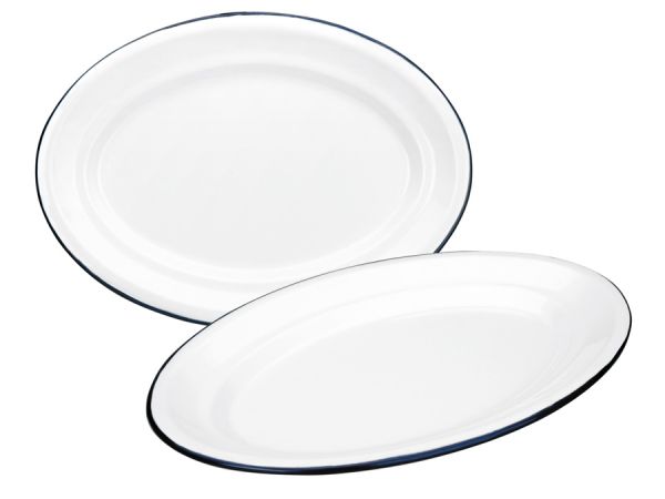 Ibili Blanca Oval Plate 30×20cm – White & Blue