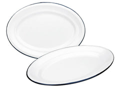 Ibili Blanca Oval Plate 40×27cm – White & Blue