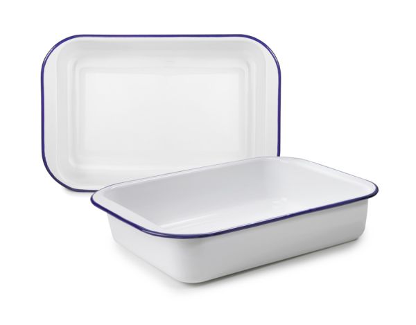 Ibili Blanca Oven Dish 37×24cm – White & Blue