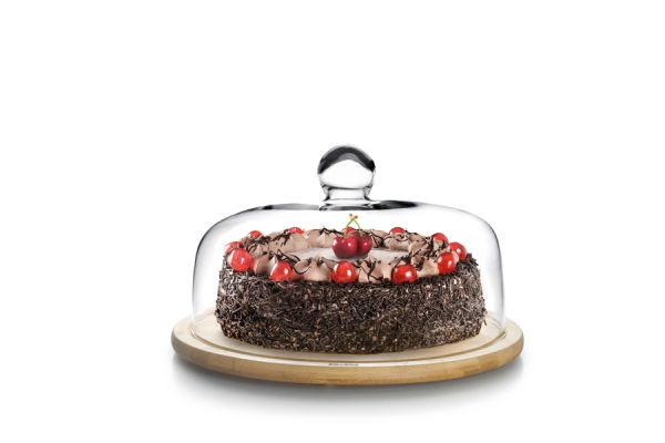 Ibili 30cm Glass & Bamboo Cake Dome – Elegant Serving