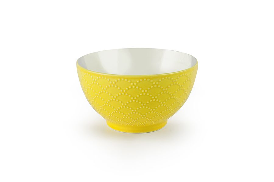 Ibili Aveiro 13.4cm Ceramic Bowl - Yellow & White | Elegant & Bright