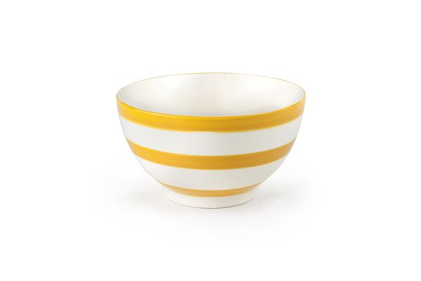 Ibili Saint Malo 13.4cm Ceramic Bowl - Yellow & White | Bright & Elegant