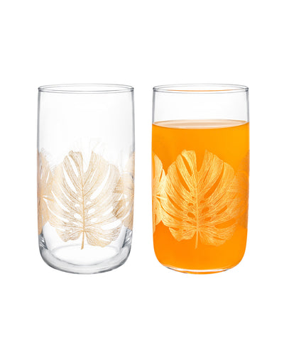Musette-golden Leaves 4-piece Beverage Glass Set - Madame Coco JO