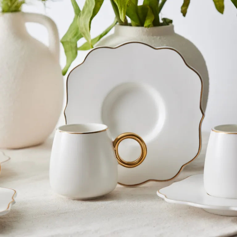 Karaca Oya 6-Piece Coffee Cup Set – 75ml Elegant