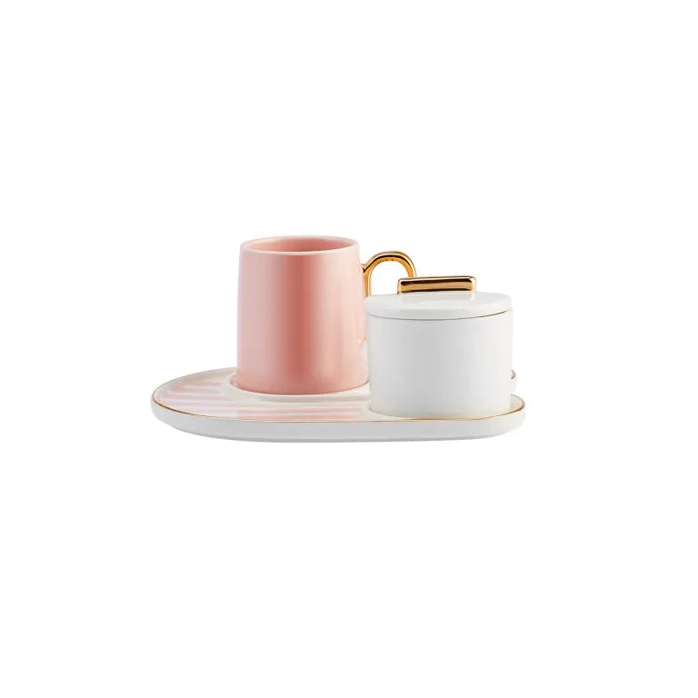 KARACA Jules Pink Coffee Cup Set 80ml Elegant Porcelain