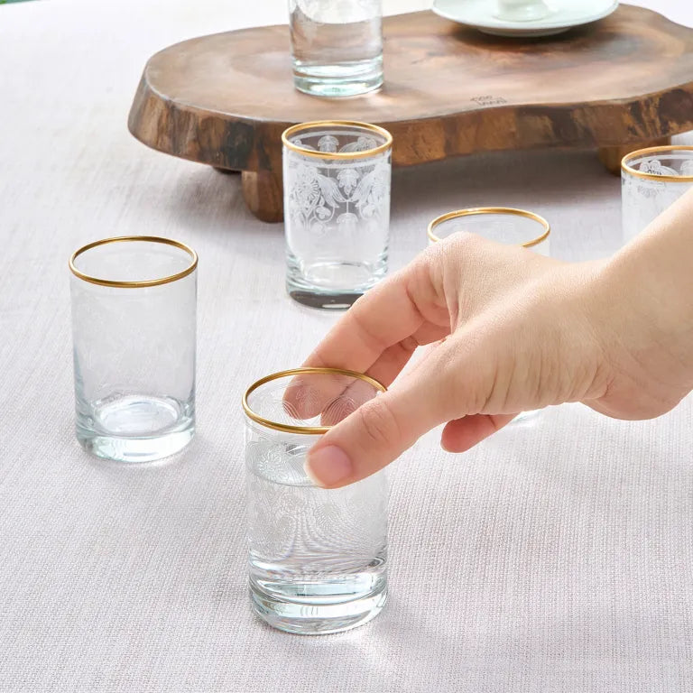 KARACA DERIN 6-Piece Coffee Side Glass Set – Gold