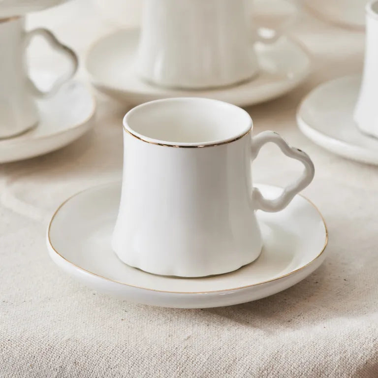 Karaca Volga White 6-Person Coffee Set, 80ml