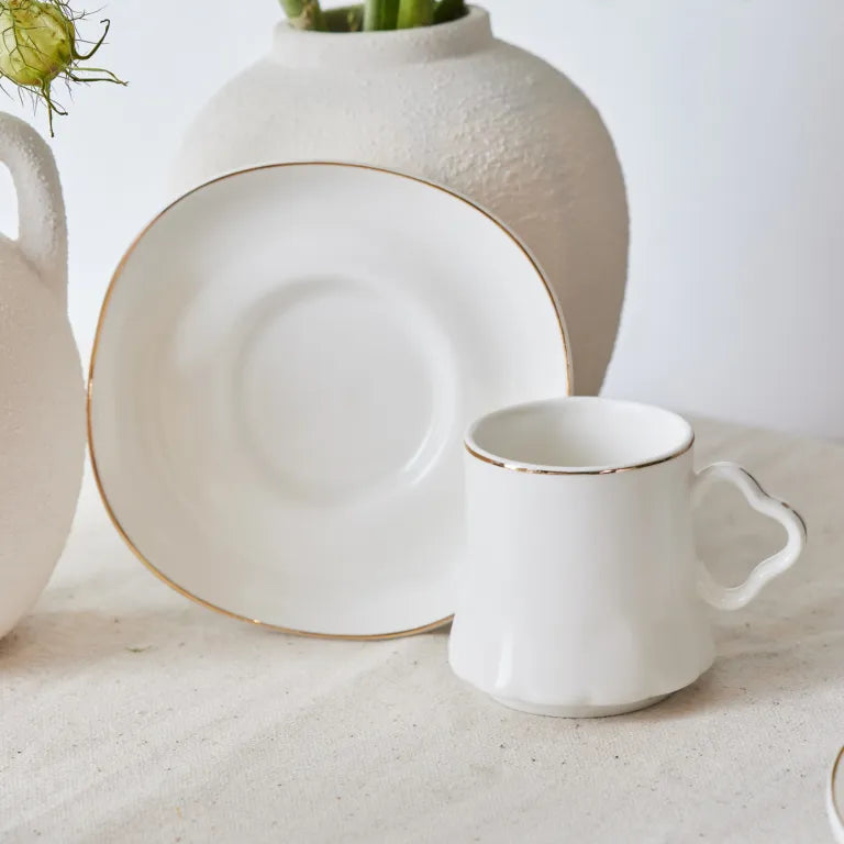 Karaca Volga White 6-Person Coffee Set, 80ml